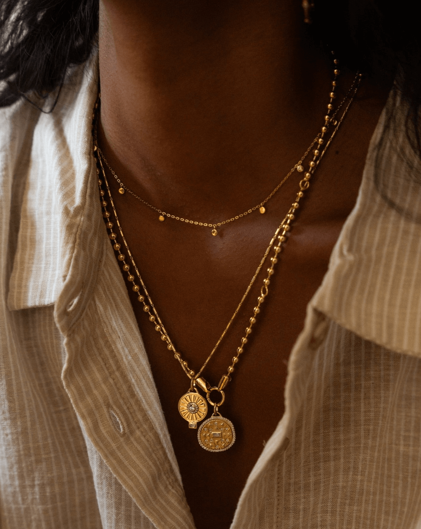 Nouveaux Mini Disc Necklace - Gold Vermeil