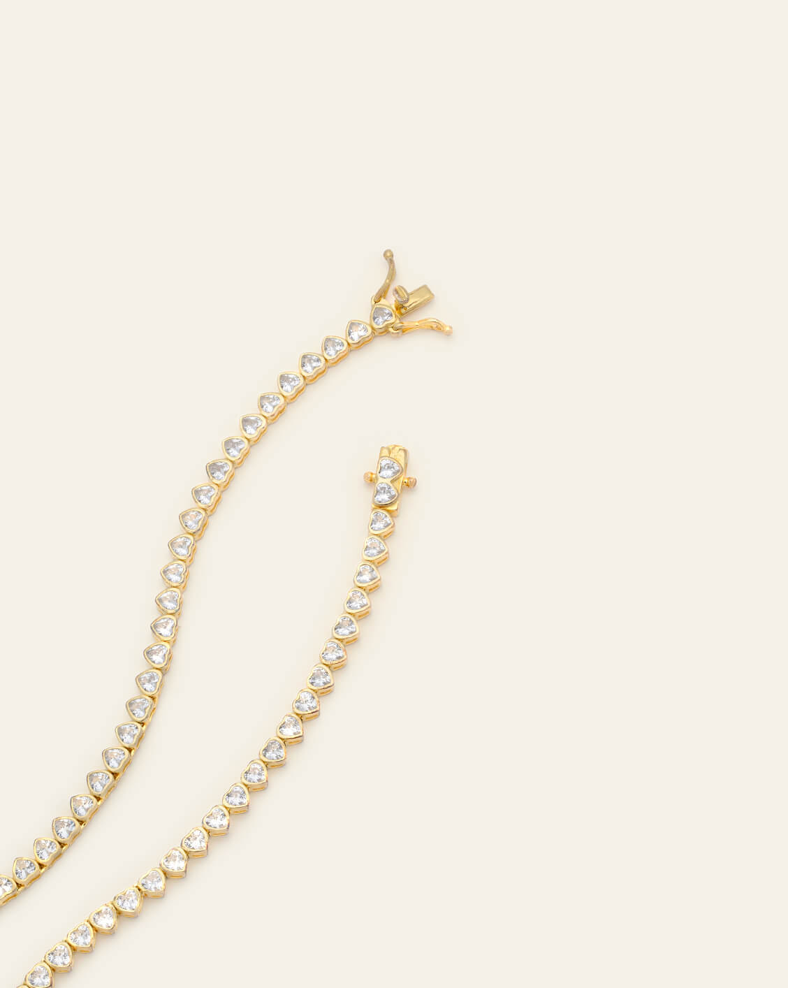 3mm Heart Tennis Necklace - Gold Vermeil