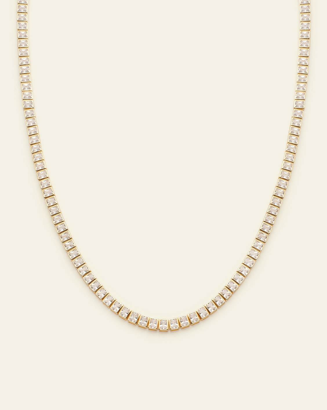 3x4mm Emerald Cut Tennis Necklace - Gold Vermeil