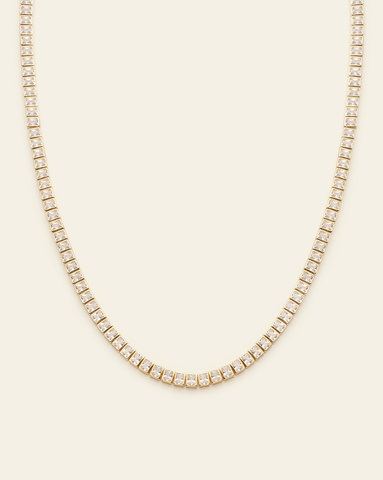 3x4mm Emerald Cut Tennis Necklace - Gold Vermeil