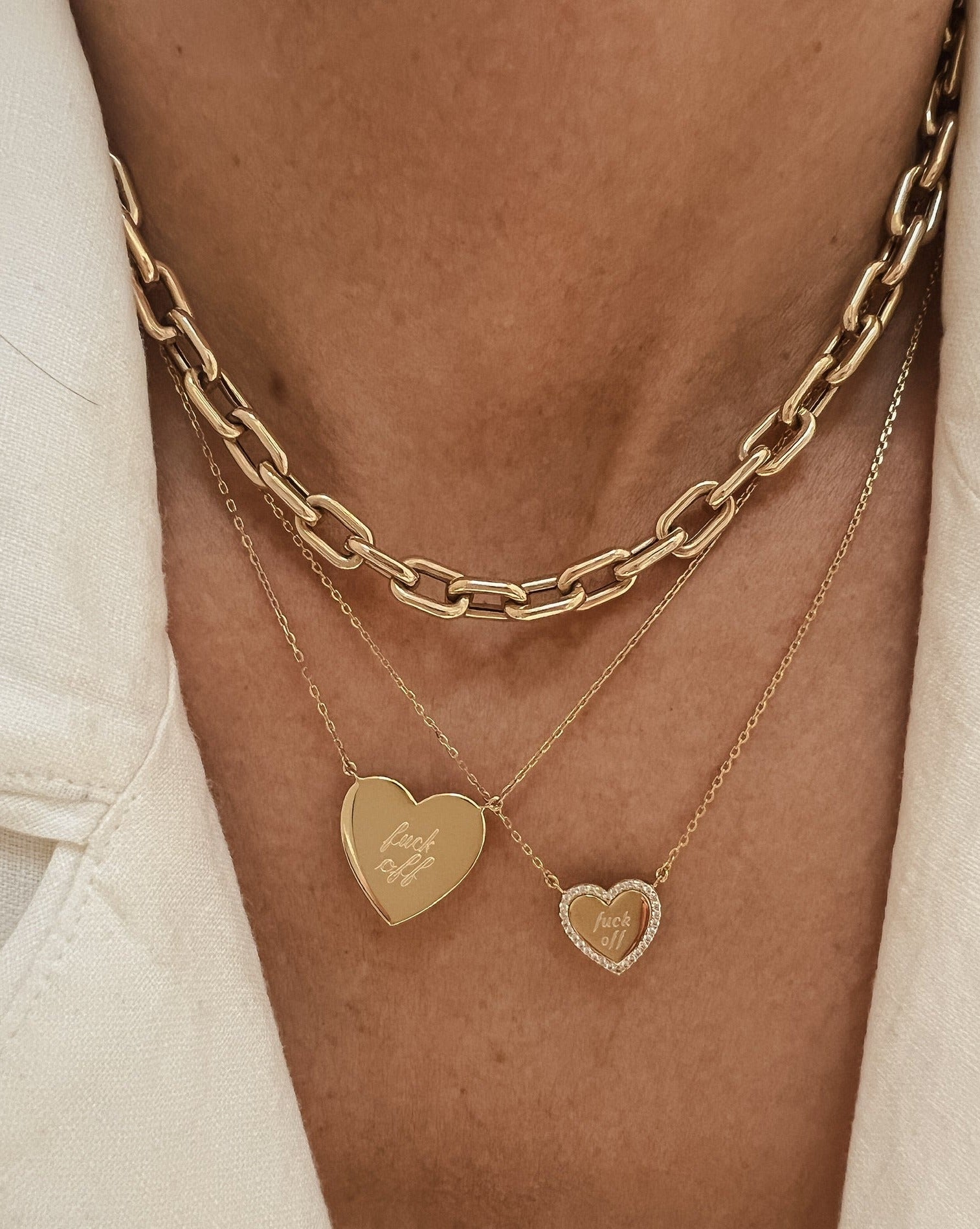 F Off Heirloom Heart Necklace - Gold Vermeil
