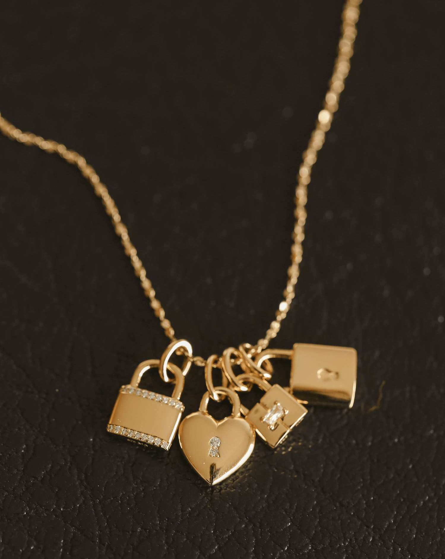 Pave Lock Pendant - Gold Vermeil