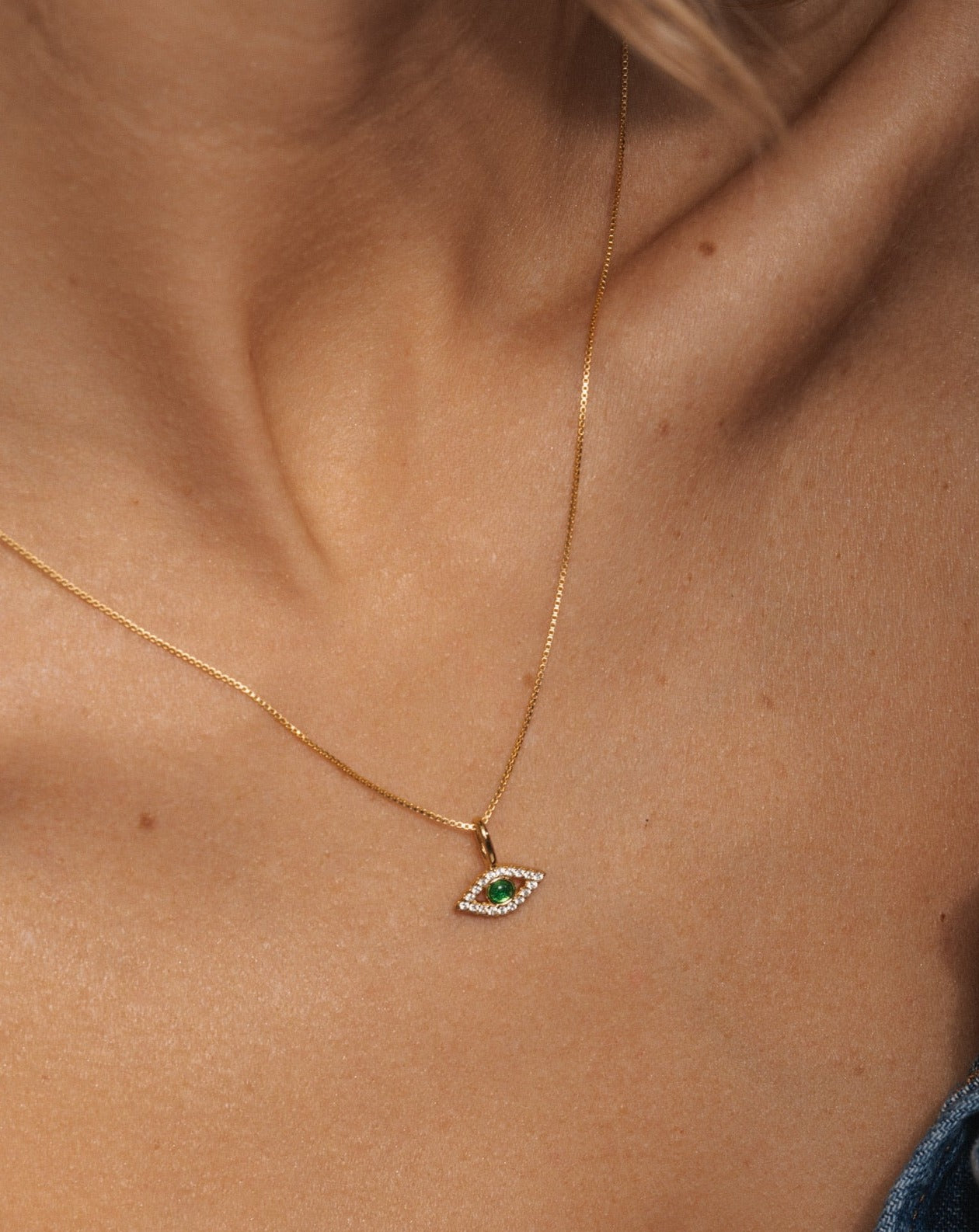 Emerald Evil Eye Pendant Gold Vermeil