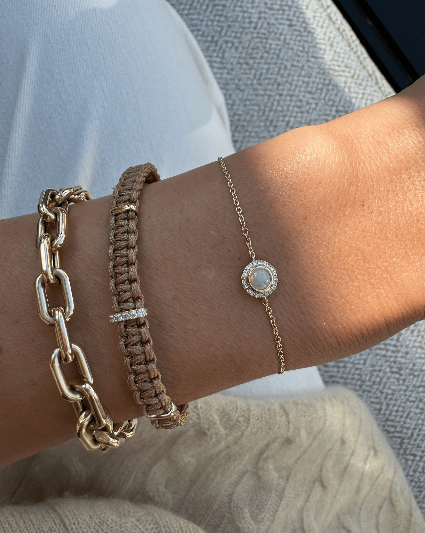 Woven Diamond Bracelet - Tan