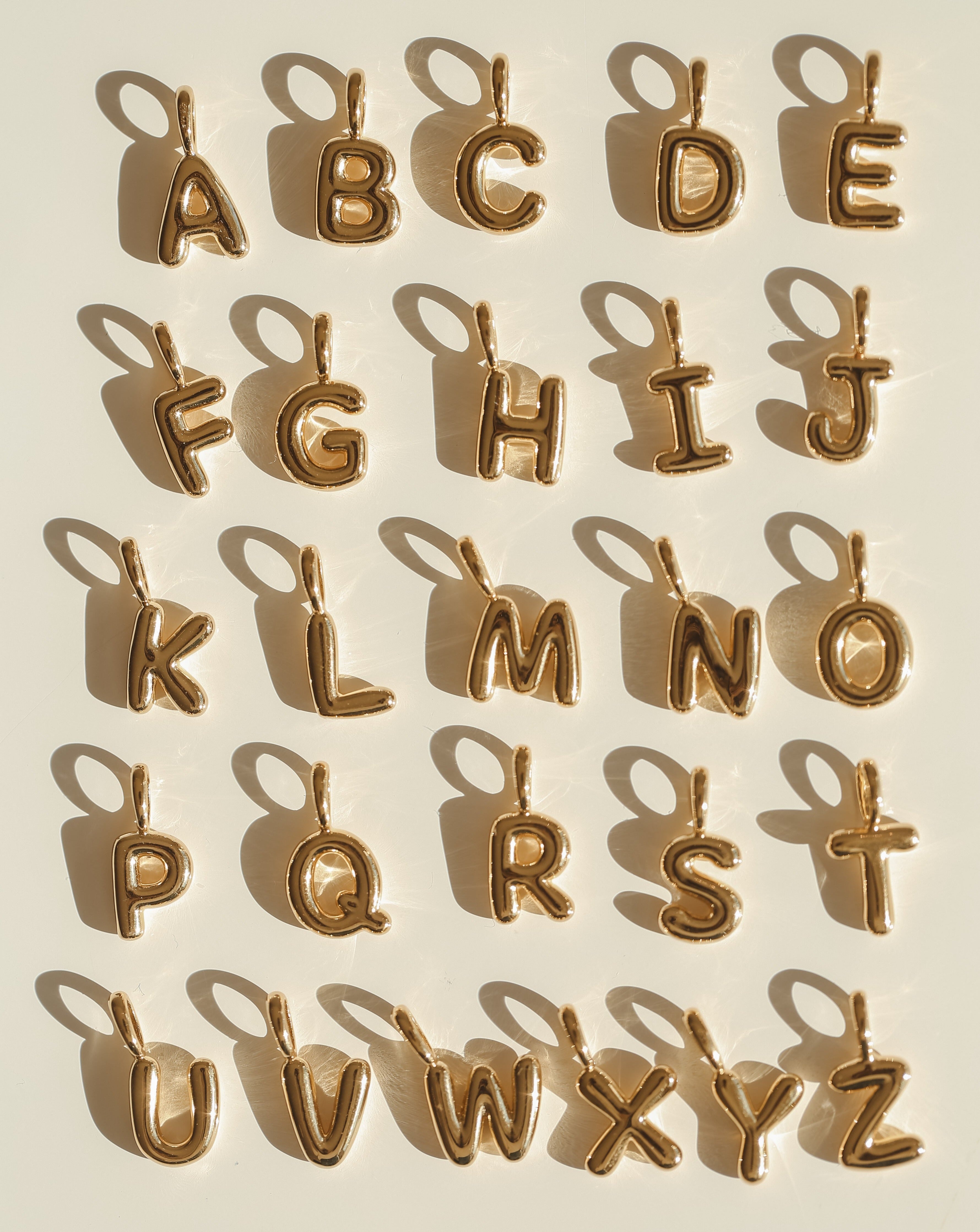 Puffed Letter Pendant - Gold Vermeil
