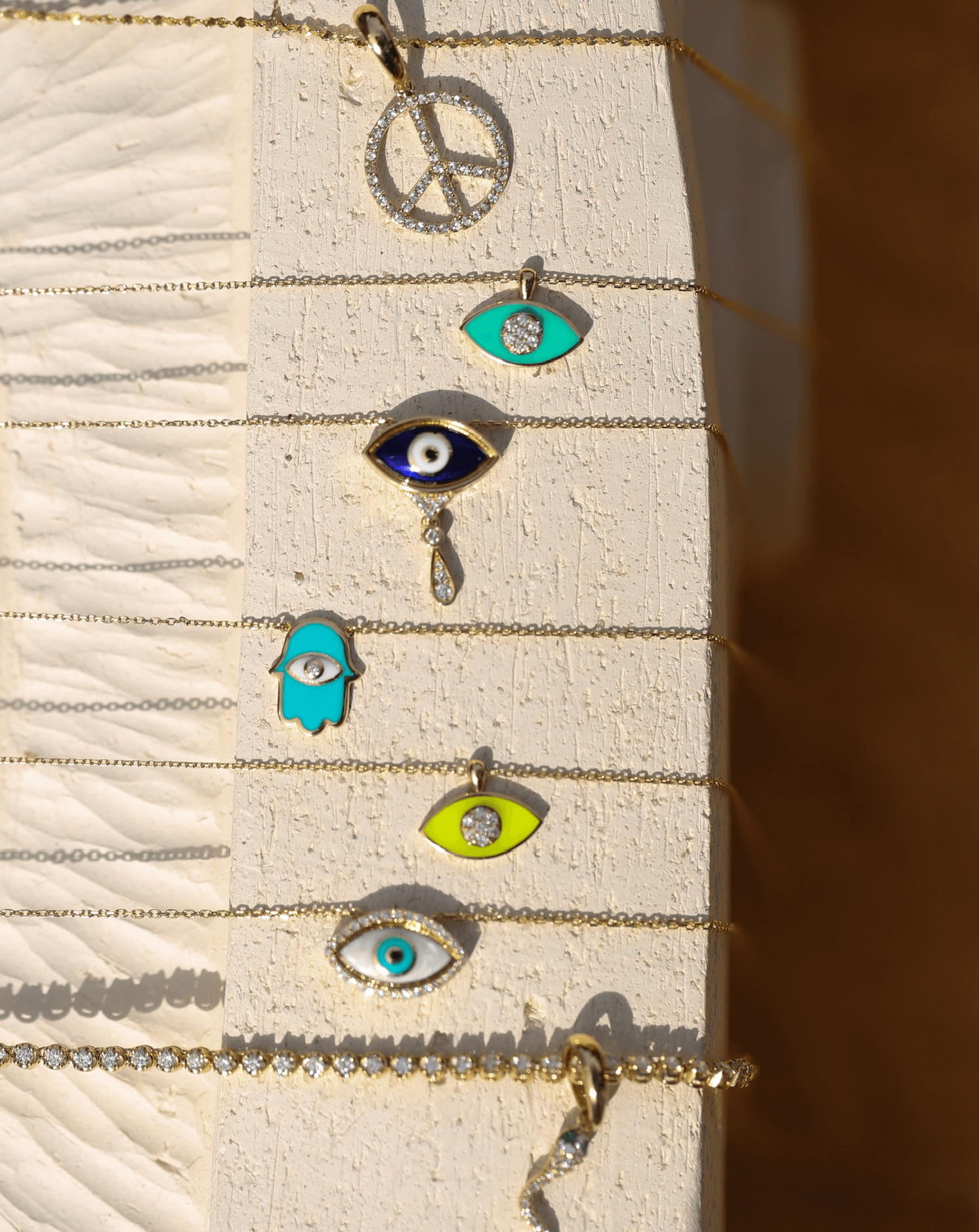 Diamond Evil Eye Necklace - 14k Solid Gold