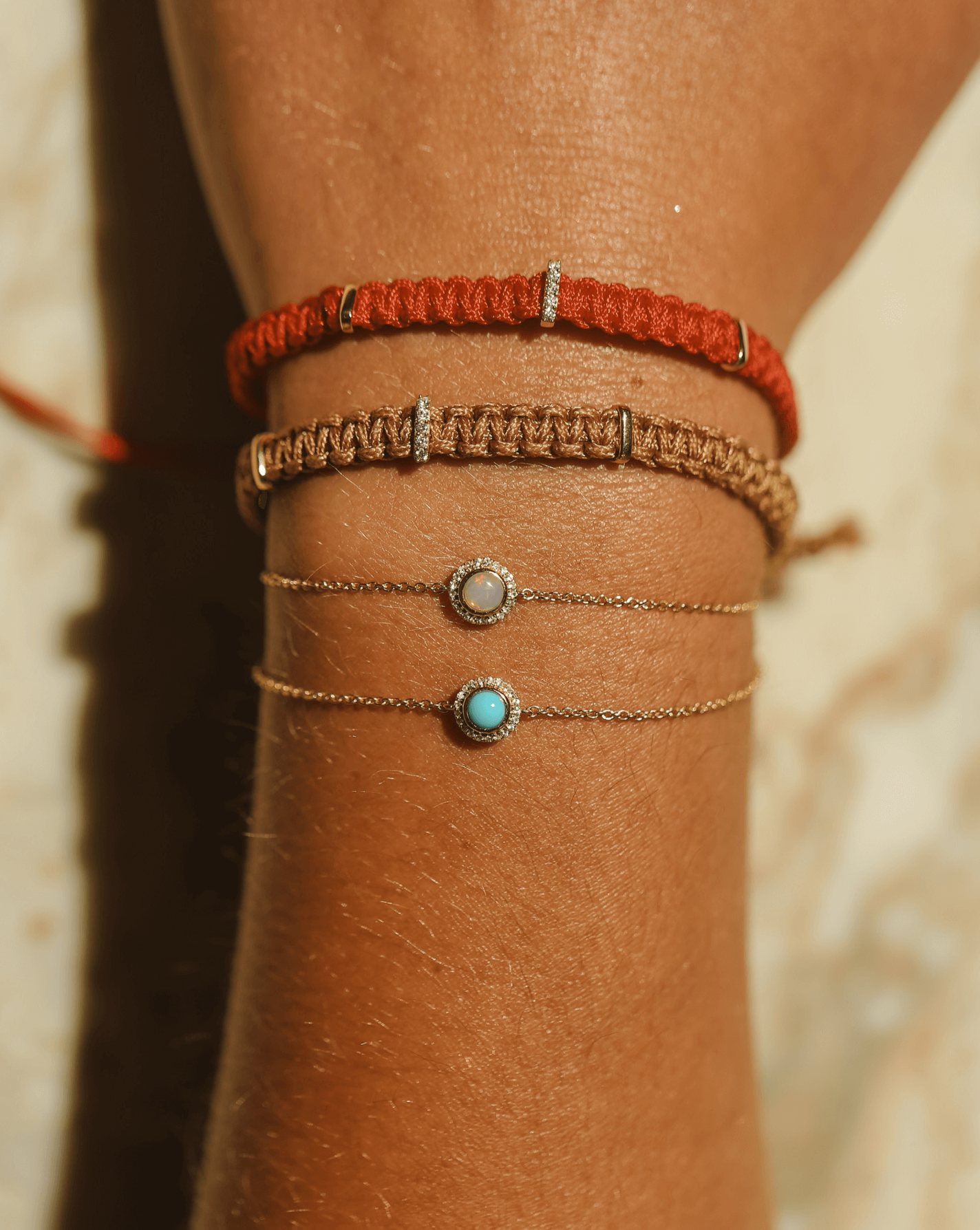 Turquoise Halo Bracelet - 14k Solid Gold