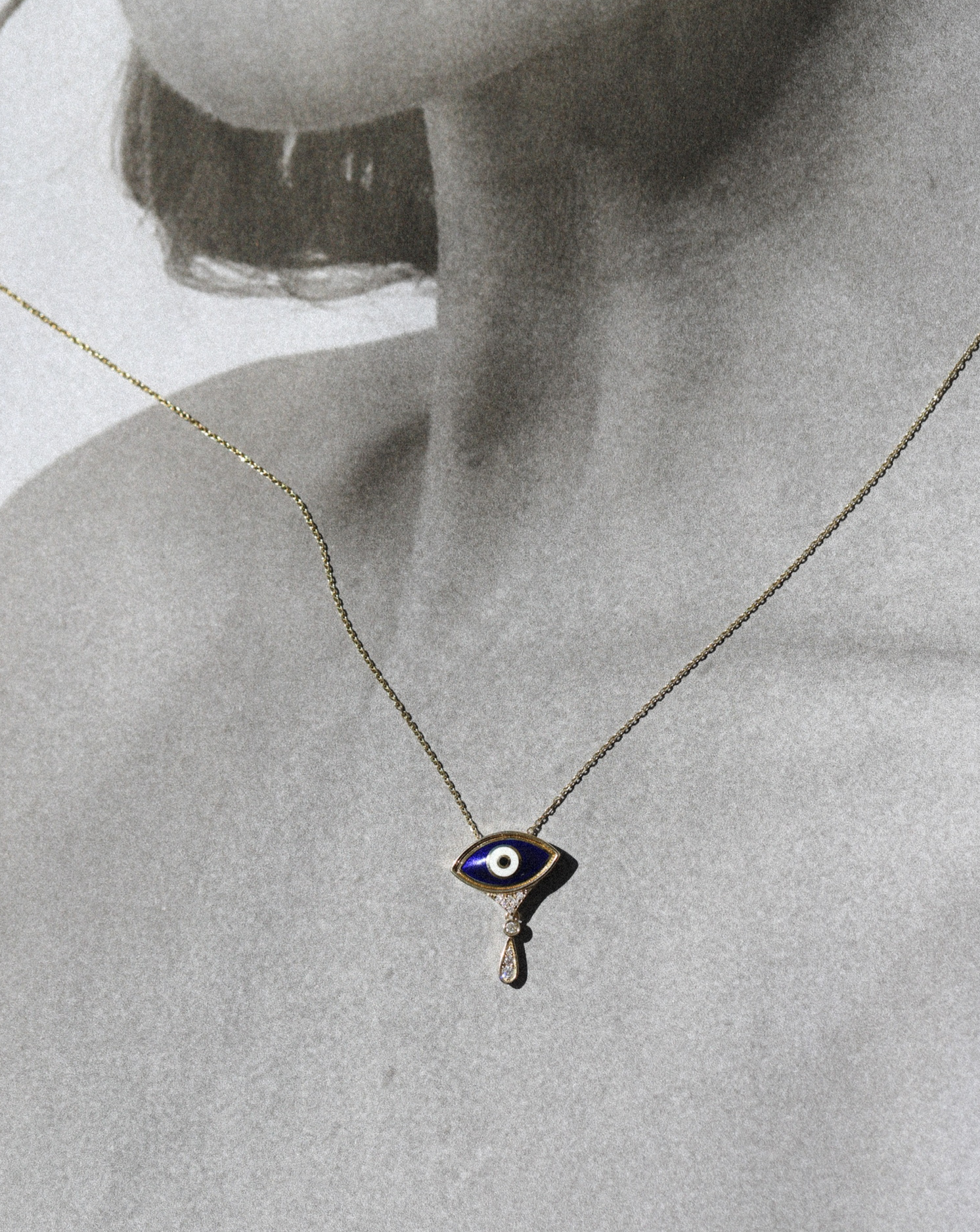 Cascading Evil Eye Necklace - 14k Solid Gold