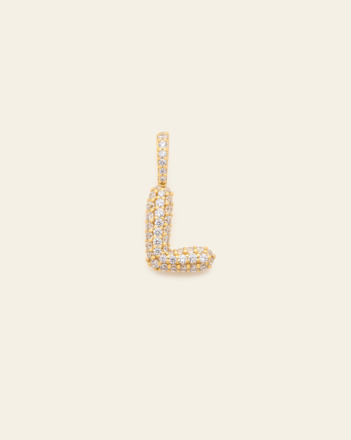 Pave Puffed Letter Pendant - Gold Vermeil