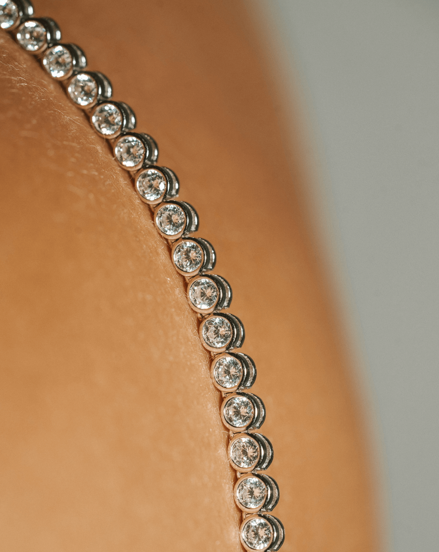 3mm Bezel Set Tennis Necklace - Sterling Silver