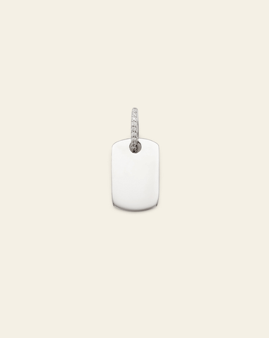 Pave Tag Pendant - Sterling Silver