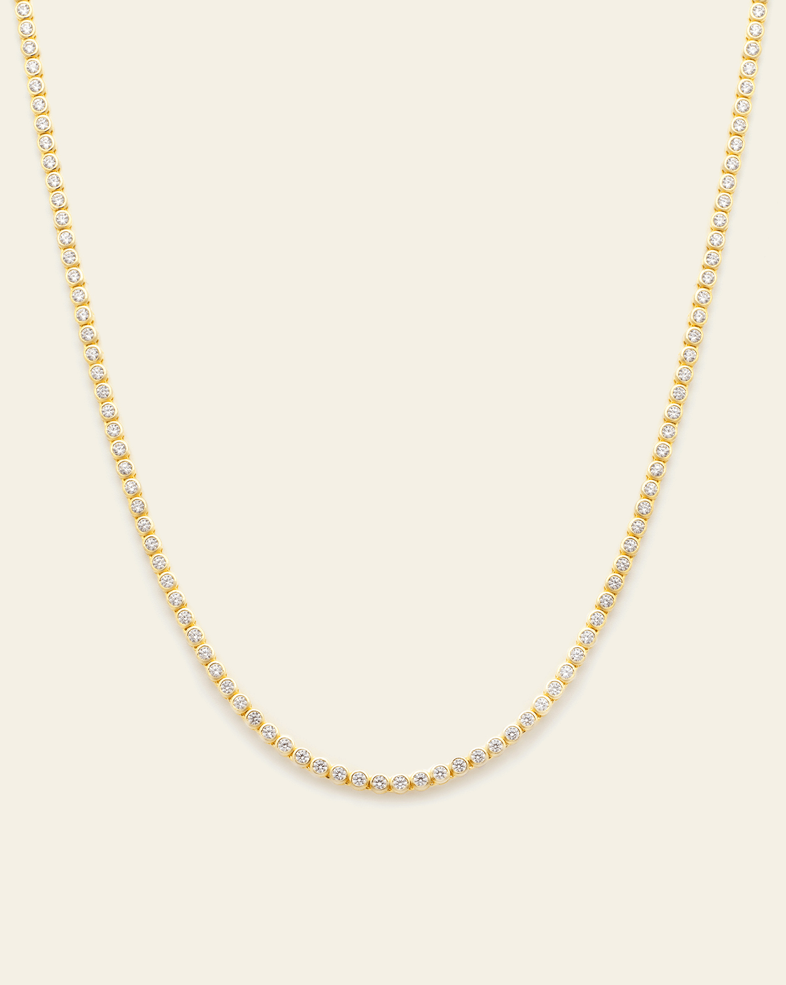 Petite Bezel Set Tennis Necklace - Gold Vermeil