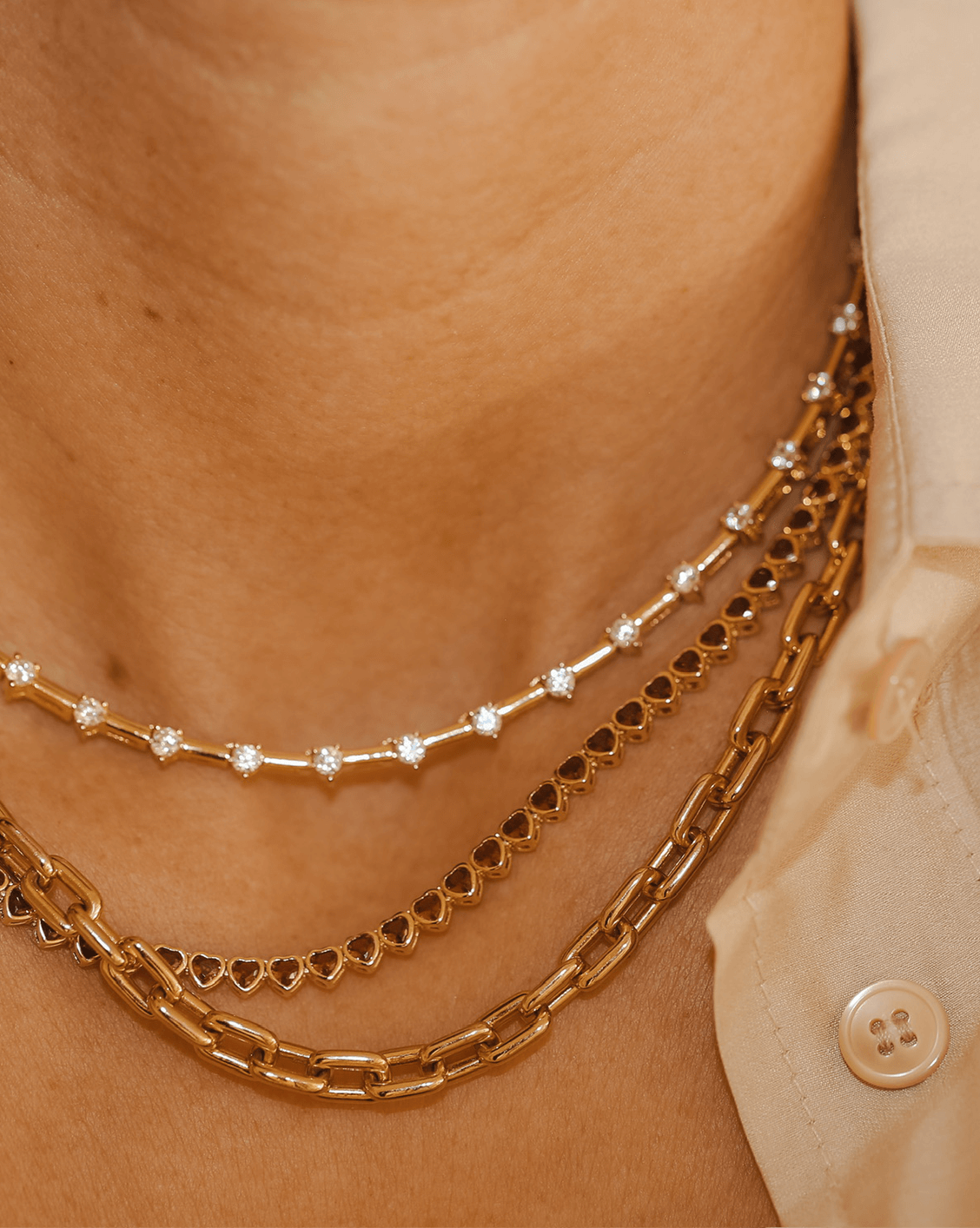 Modern Tennis Necklace - Gold Vermeil