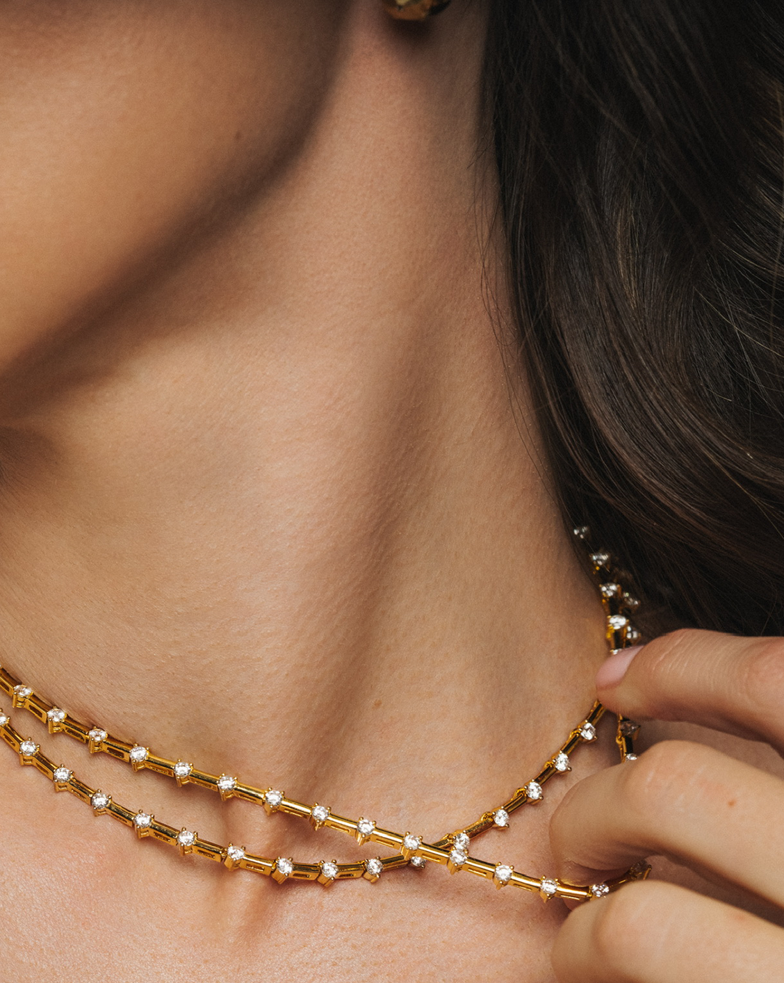 Modern Tennis Necklace - Gold Vermeil