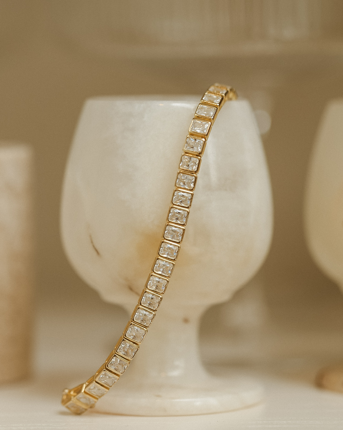 3x4mm Emerald Cut Tennis Bracelet - Gold Vermeil