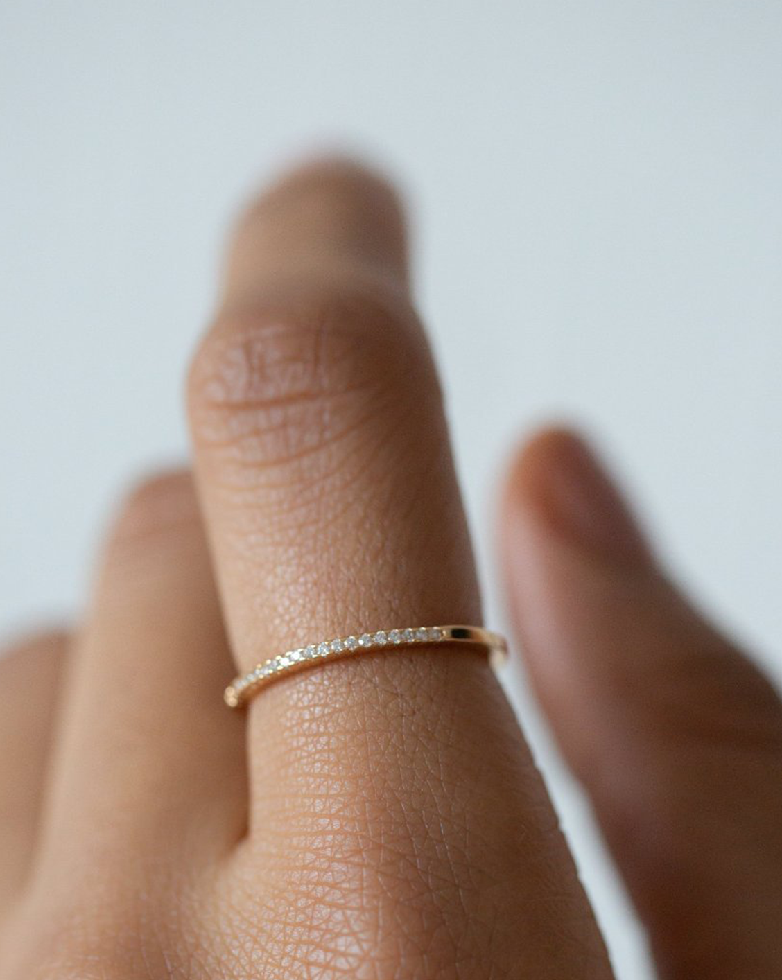 Pave Dainty Band - Sterling Silver