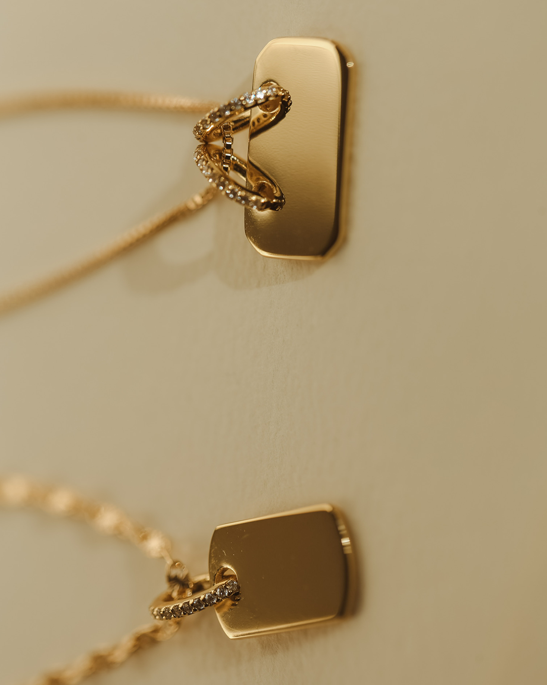 Pave Tag Pendant - Gold Vermeil