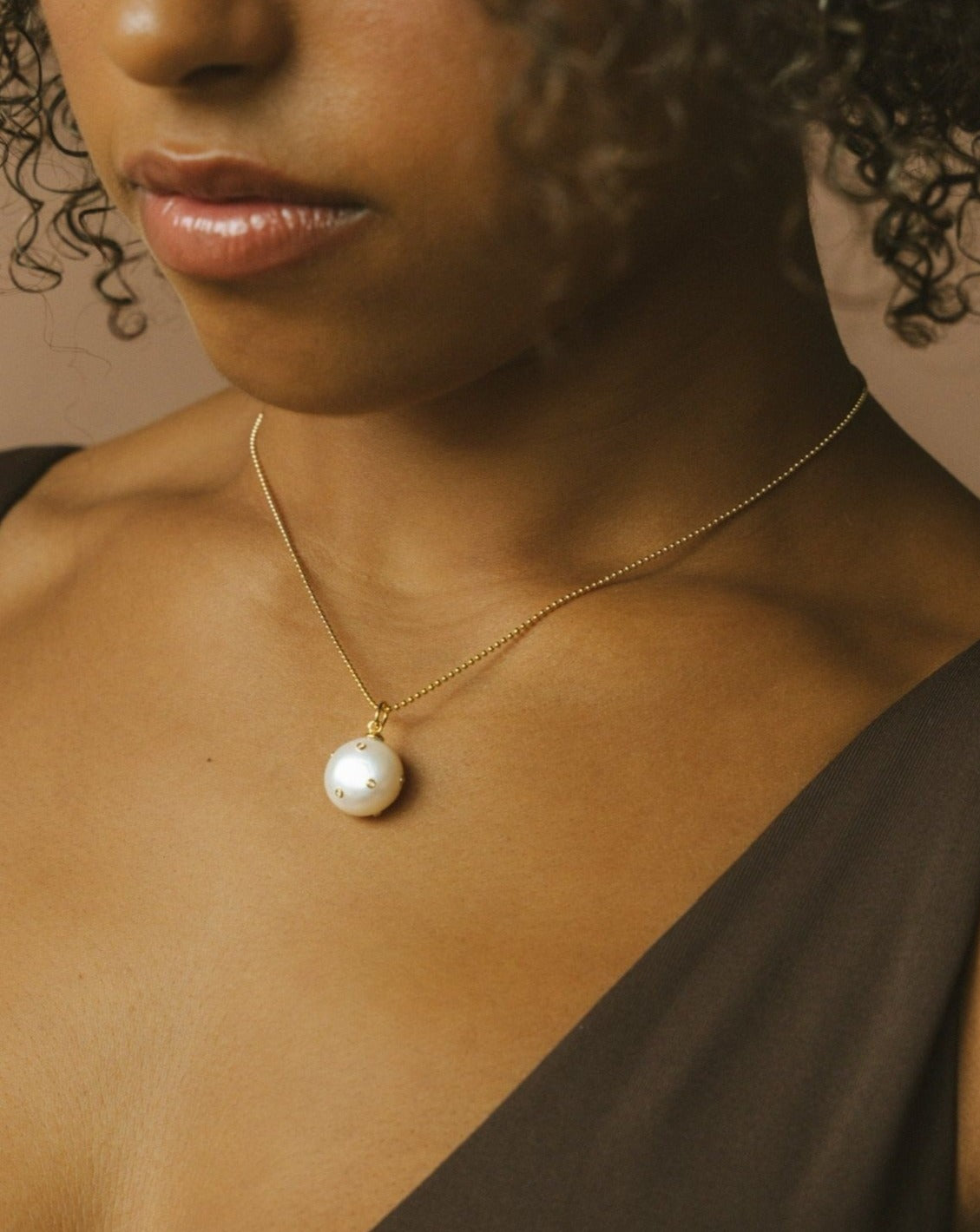 Topaz Inlay Baroque Pearl Pendant - Gold Vermeil